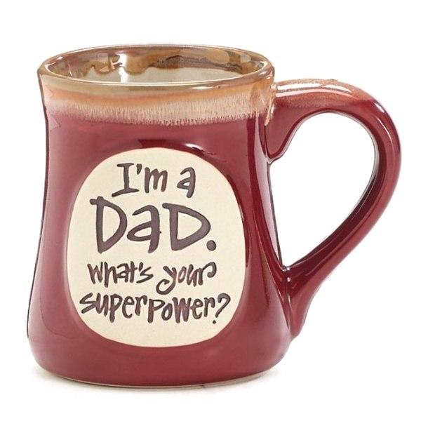 I'm a Dad What's Your Super Power Burgundy 18 oz. Coffee Mug