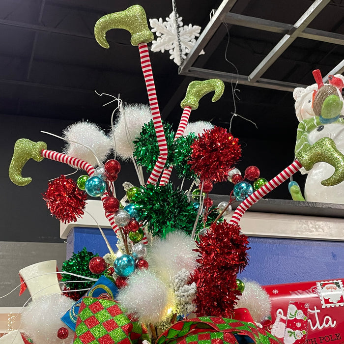 Green Tinsel Ball Spray