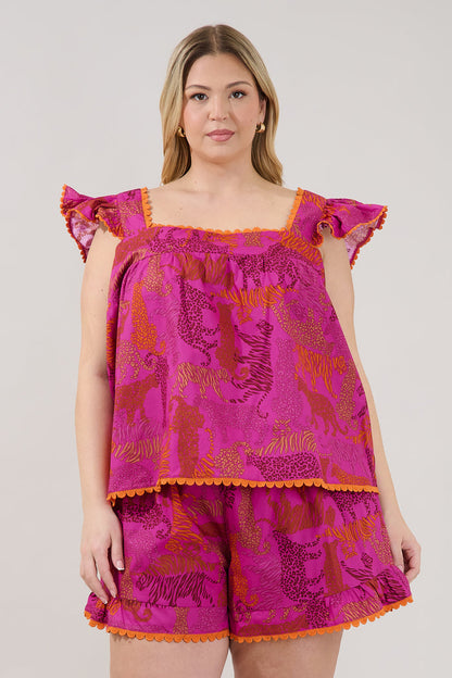 In the Jungle Ada Ruffle Top Curve