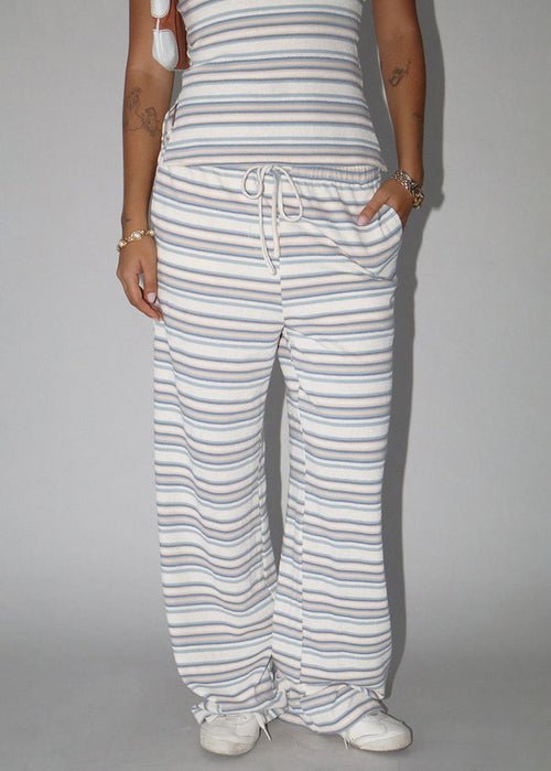 Inga Striped Wide Leg Pant - Beige & Blue