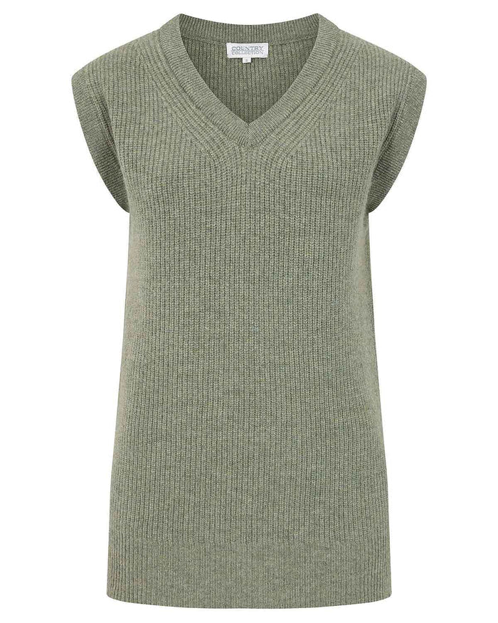 Ingrid V Neck Lambswool Tunic Slipover - Pale Green - Image 3 - The Classic Boutique