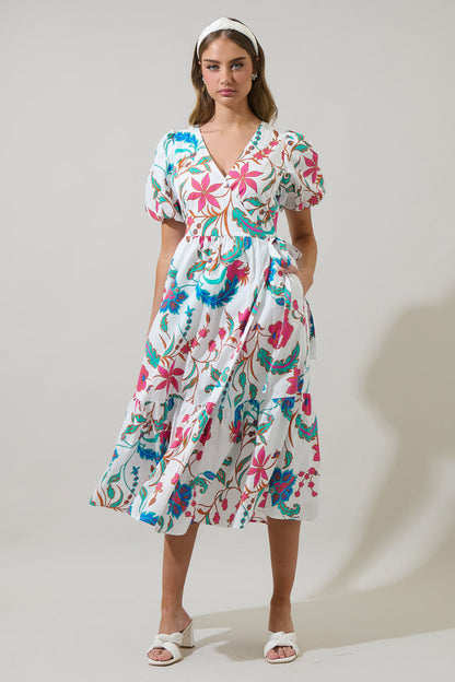 Izzie Floral Lunia Wrap Midi Dress