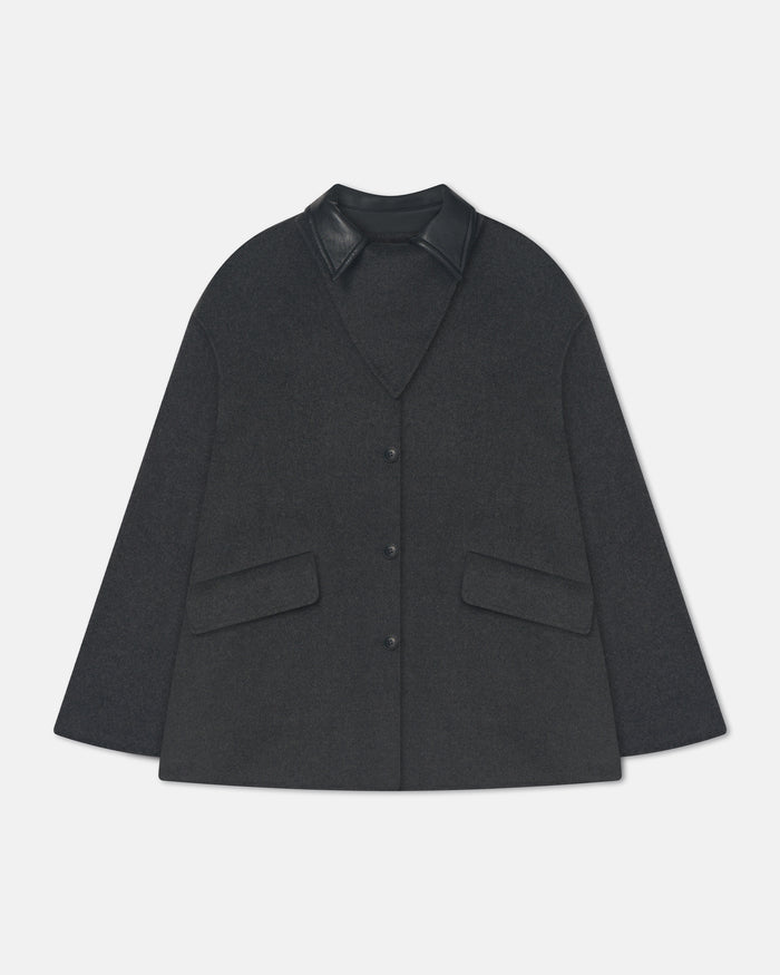 Jada - Regenerated leather jacket - Grey Melange/Black