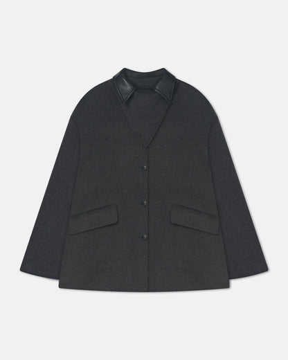 Jada - Regenerated leather jacket - Grey Melange/Black