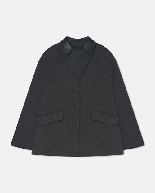 Jada - Regenerated leather jacket - Grey Melange/Black