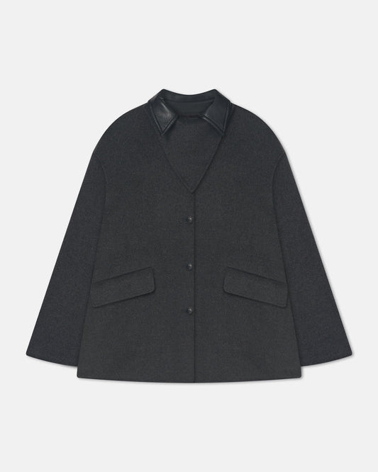 Jada - Regenerated leather jacket - Grey Melange/Black