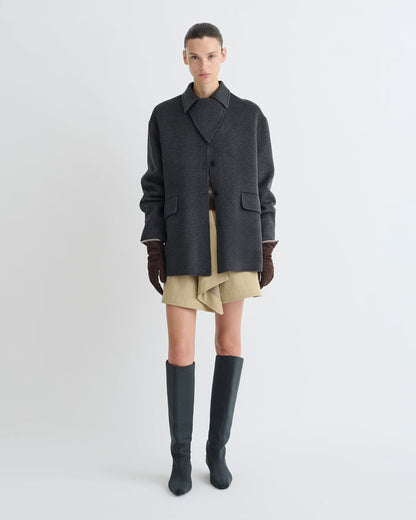 Jada - Regenerated leather jacket - Grey Melange/Black