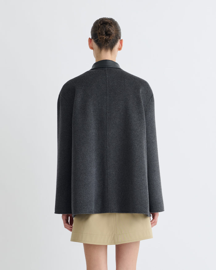 Jada - Regenerated leather jacket - Grey Melange/Black