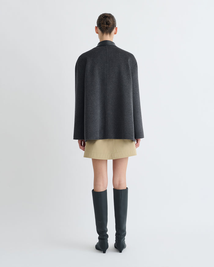 Jada - Regenerated leather jacket - Grey Melange/Black