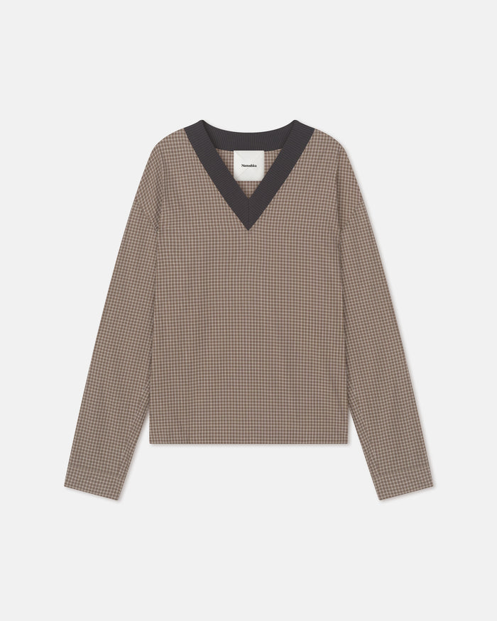 Jahan - V-neck top - Brown/Creme