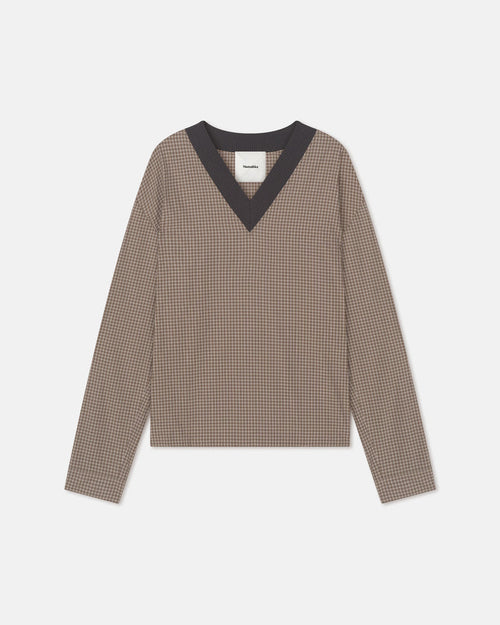 Jahan - V-neck top - Brown/Creme