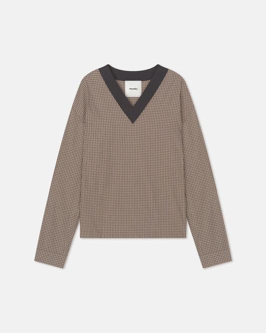 Jahan - V-neck top - Brown/Creme