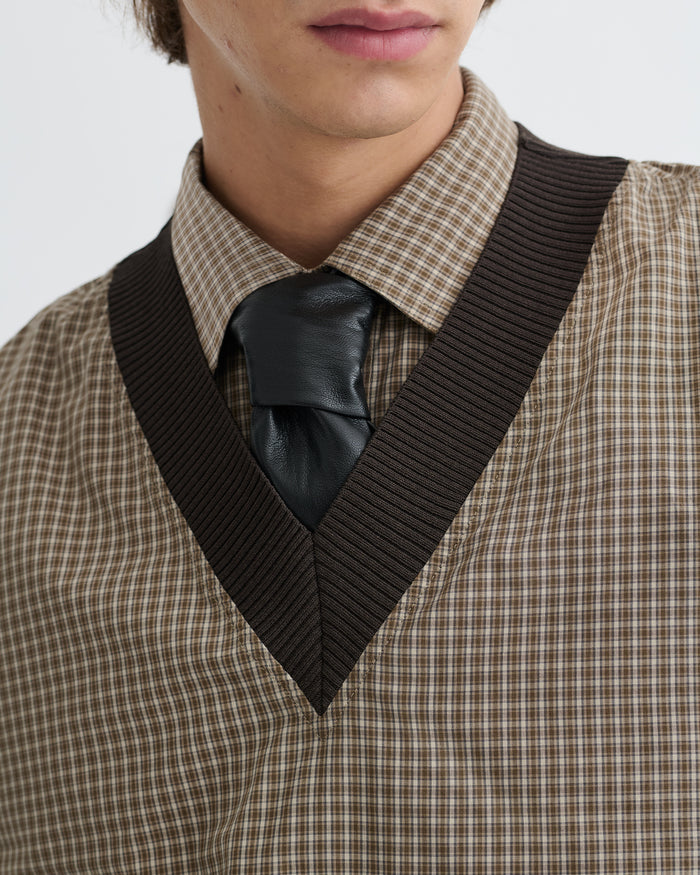 Jahan - V-neck top - Brown/Creme