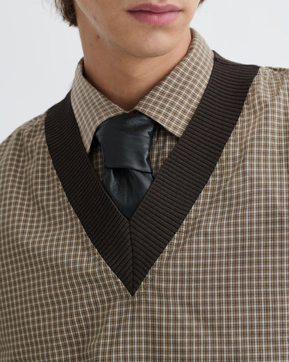 Jahan - V-neck top - Brown/Creme