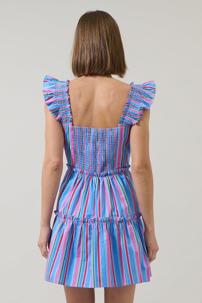 Jaimie Stripes Ruffle Tiered Mini Dress