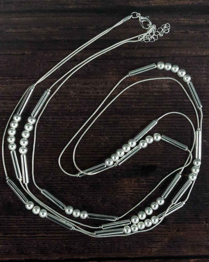 Janet Silver Beaded Ladies Necklace - The Classic Boutique