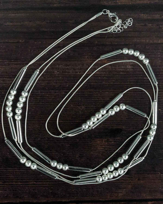 Janet Silver Beaded Ladies Necklace - The Classic Boutique