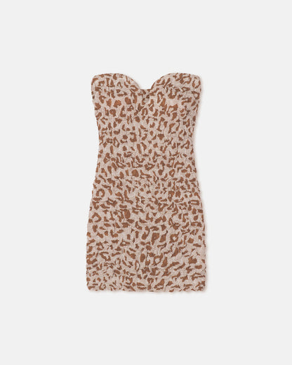 Jannika - Seersucker Cotton Voile Mini Dress - Ocelot
