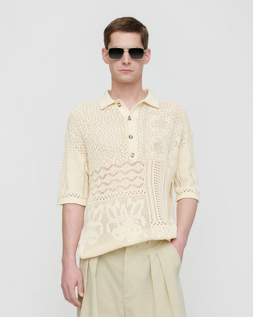 Jasim - Lace polo shirt - Creme