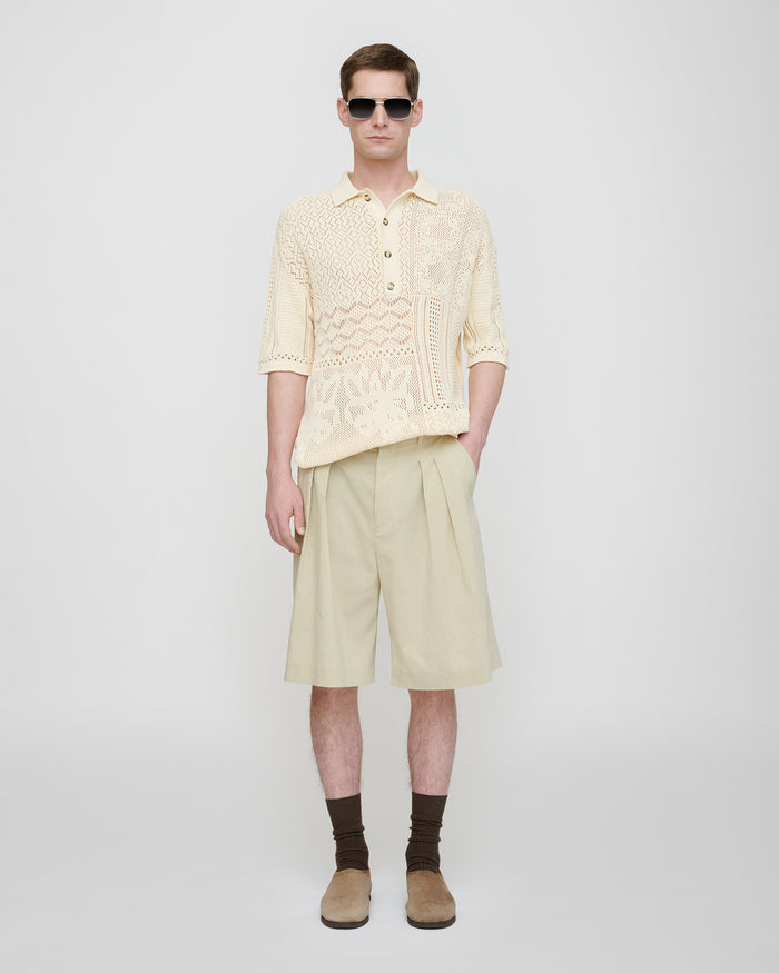 Jasim - Lace polo shirt - Creme