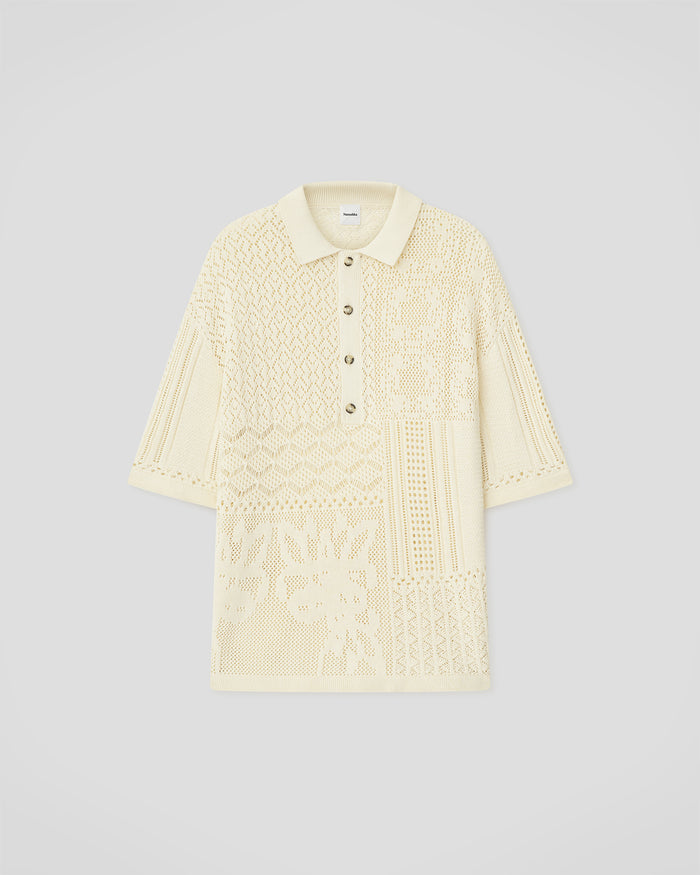 Jasim - Lace polo shirt - Creme