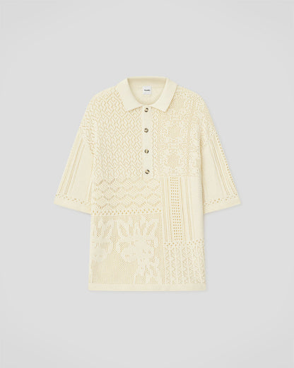 Jasim - Lace polo shirt - Creme