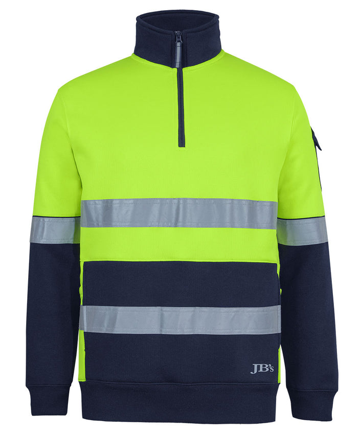 JB's 350gsm Hi Vis D+N 1/2 Zip Trade Fleece Lime/Navy 6DNVF