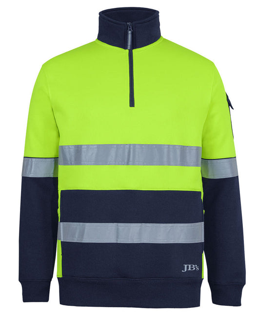 JB's 350gsm Hi Vis D+N 1/2 Zip Trade Fleece Lime/Navy 6DNVF