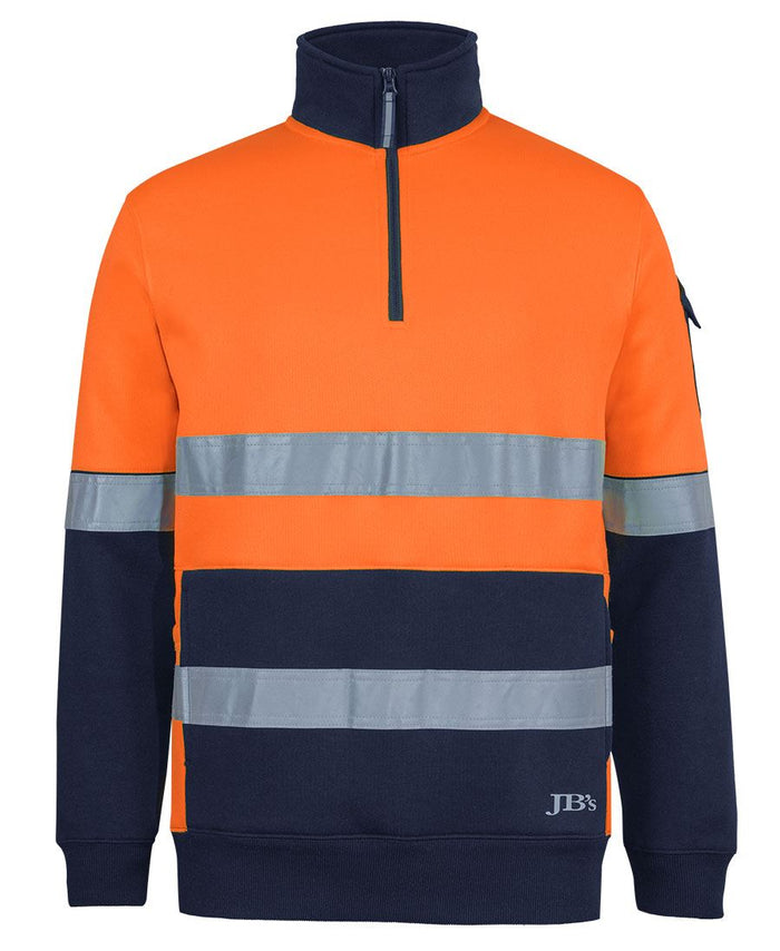 JB's 350gsm Hi Vis D+N 1/2 Zip Trade Fleece Lime/Navy 6DNVF