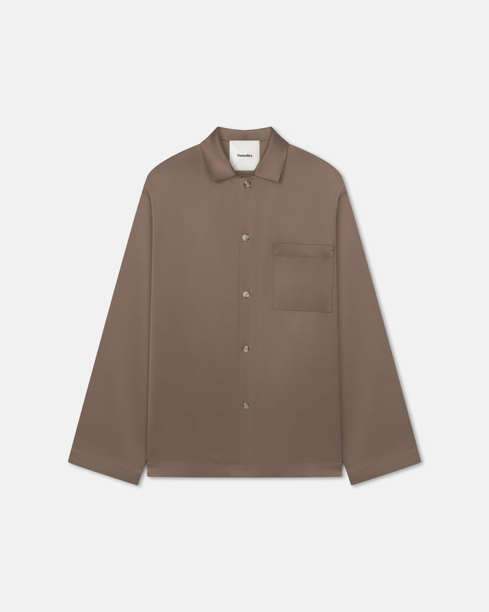 Jelmer - Slip Satin Shirt - Coffee Bean