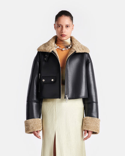 Jemma - Shearling jacket - Cornstalk/Black