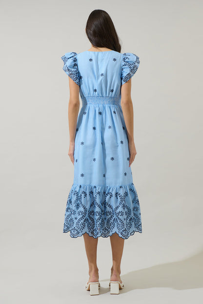 Joliet Stripe Eyelet Zayla Midi Dress