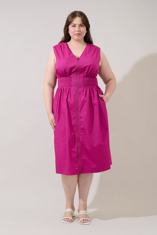 Joslyn Two-way Zipper Midi Dress Curve