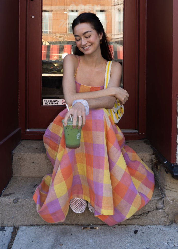 Juna Midi Dress - Orange Pink Multi