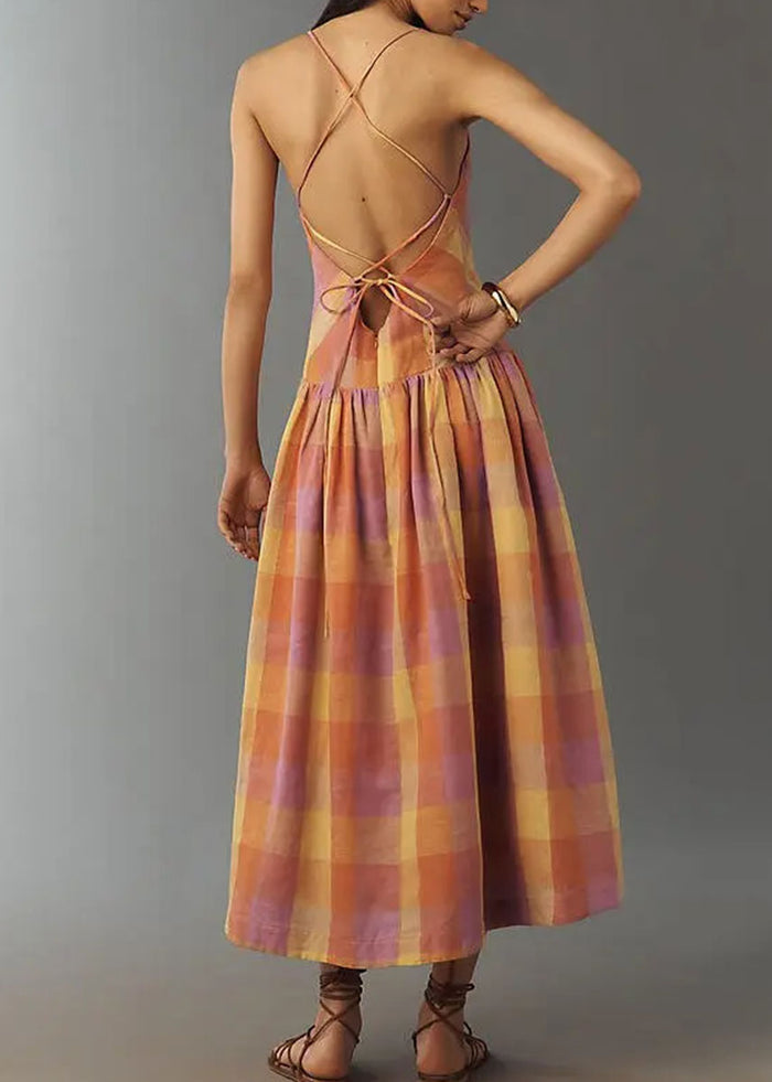 Juna Midi Dress - Orange Pink Multi