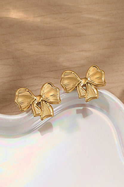 Just the Cutest Ever Gold Bow Earrings-Cute-Trendy-Shop-Womens-Boutique-Clothing-Store