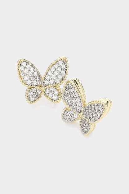 Just The Sweetest Butterfly CZ Earrings-Cute-Trendy-Shop-Womens-Boutique-Clothing-Store