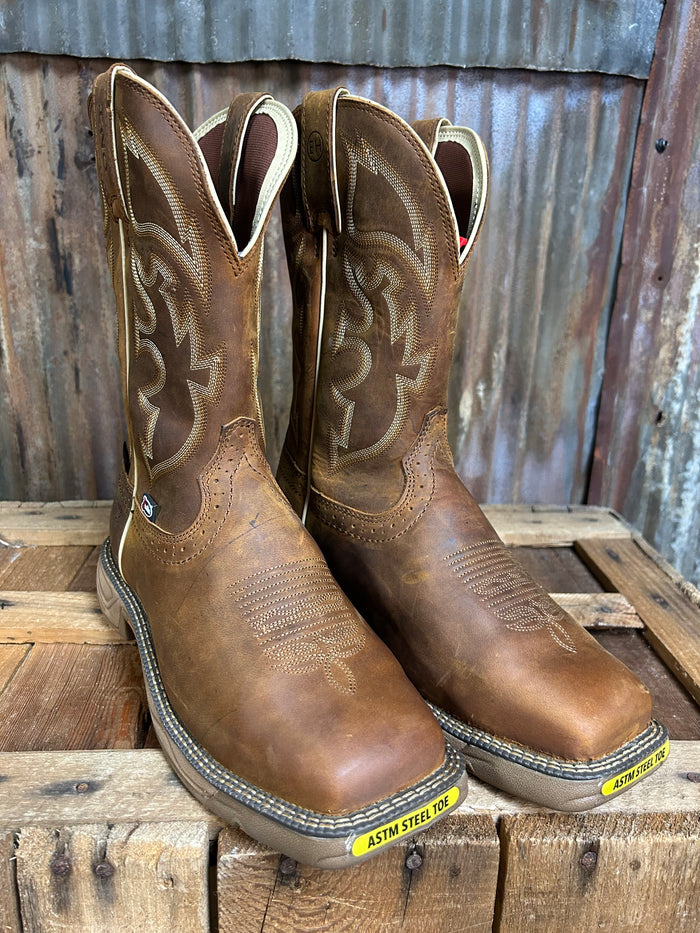 Justin 11" Rush Rustic Tan Waterproof Steel Toe Met Guard Square Toe