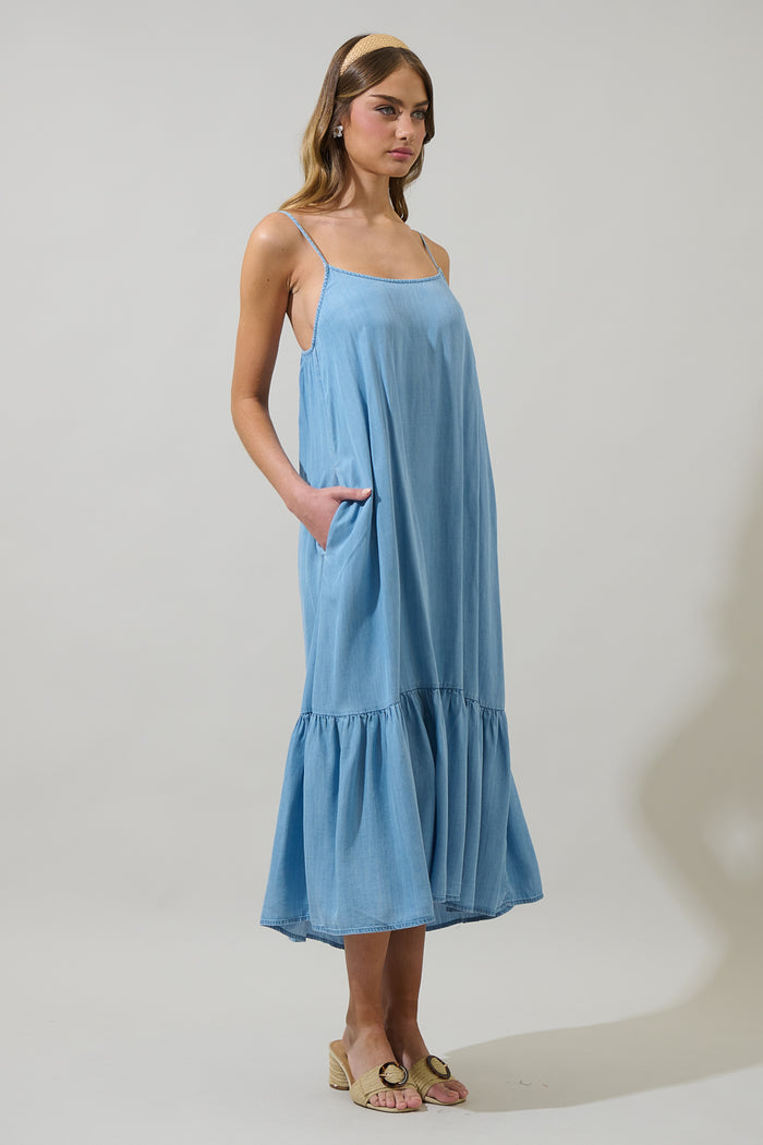 Juvia Chambray Cami Midi Dress