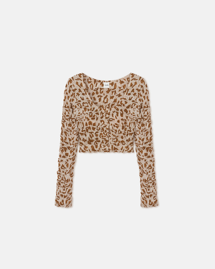 Jylan - Seersucker Cotton Voile Top - Ocelot