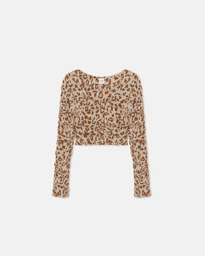 Jylan - Seersucker Cotton Voile Top - Ocelot