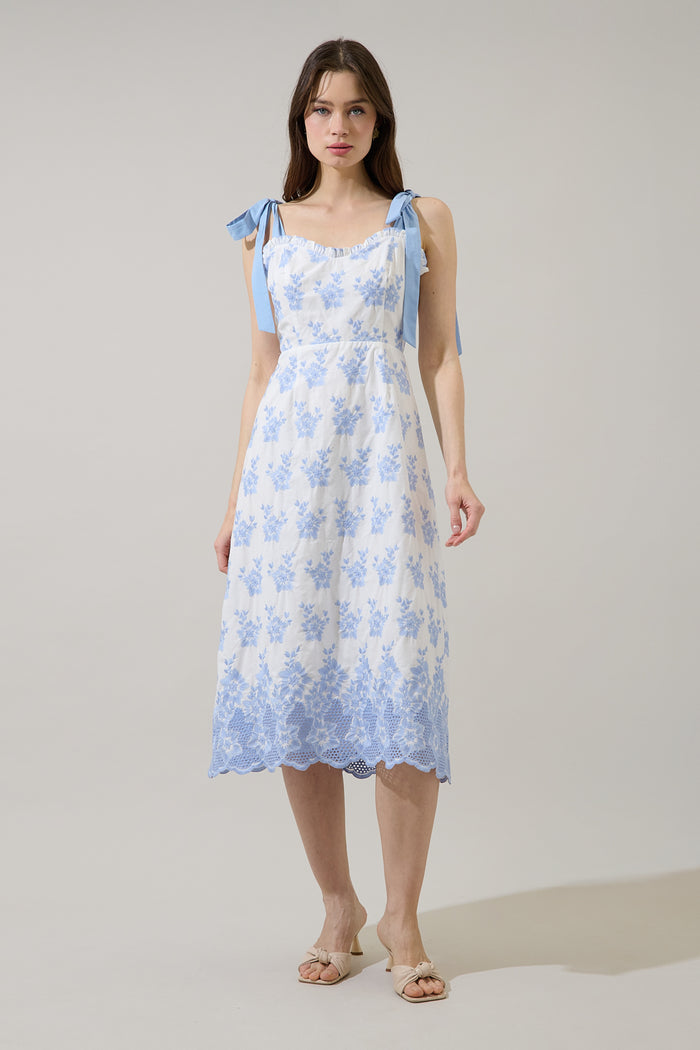 Kassie Eyelet Smocked Midi Dress