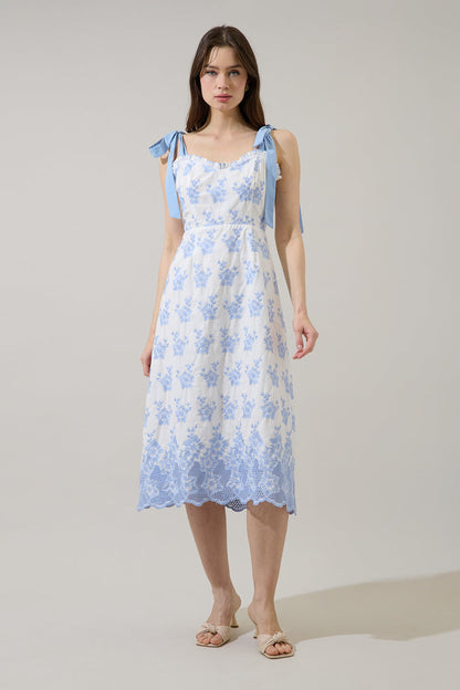 Kassie Eyelet Smocked Midi Dress