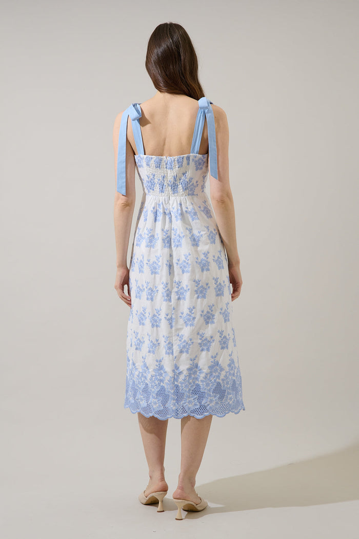 Kassie Eyelet Smocked Midi Dress
