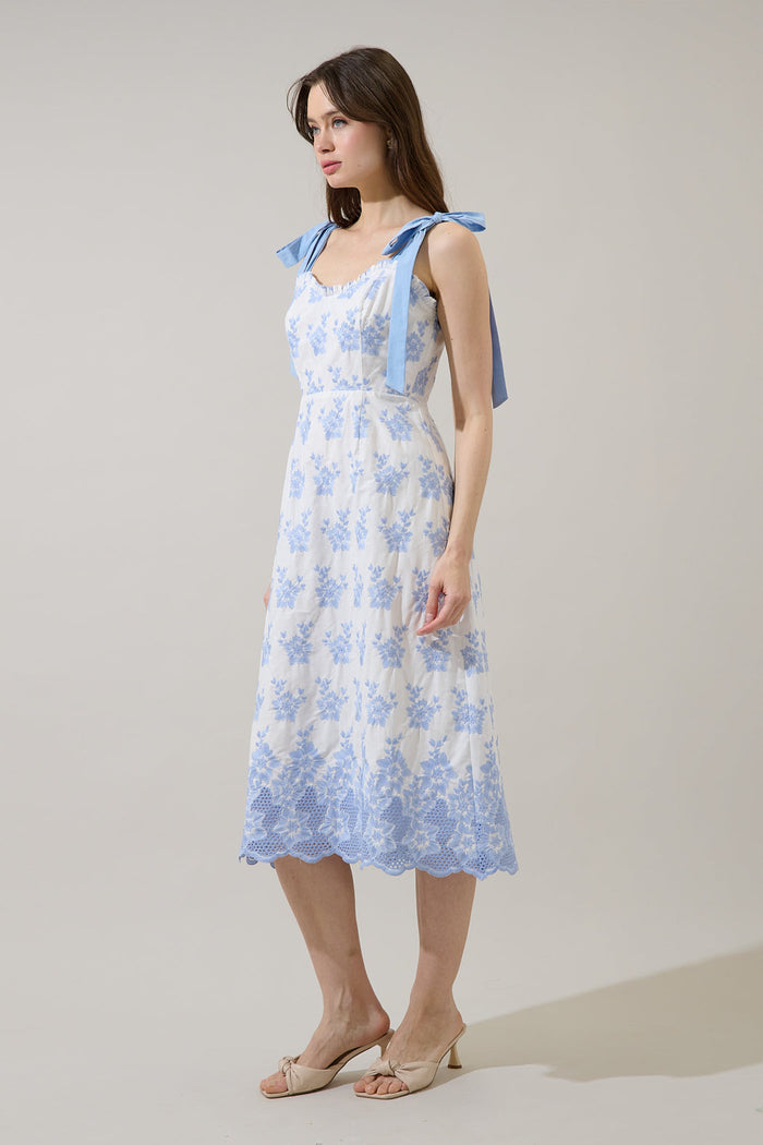 Kassie Eyelet Smocked Midi Dress