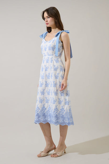 Kassie Eyelet Smocked Midi Dress