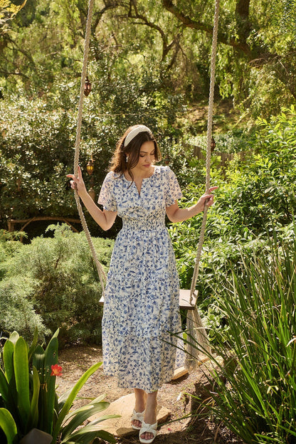 Kearny Floral Palmer Poplin Tiered Maxi Dress