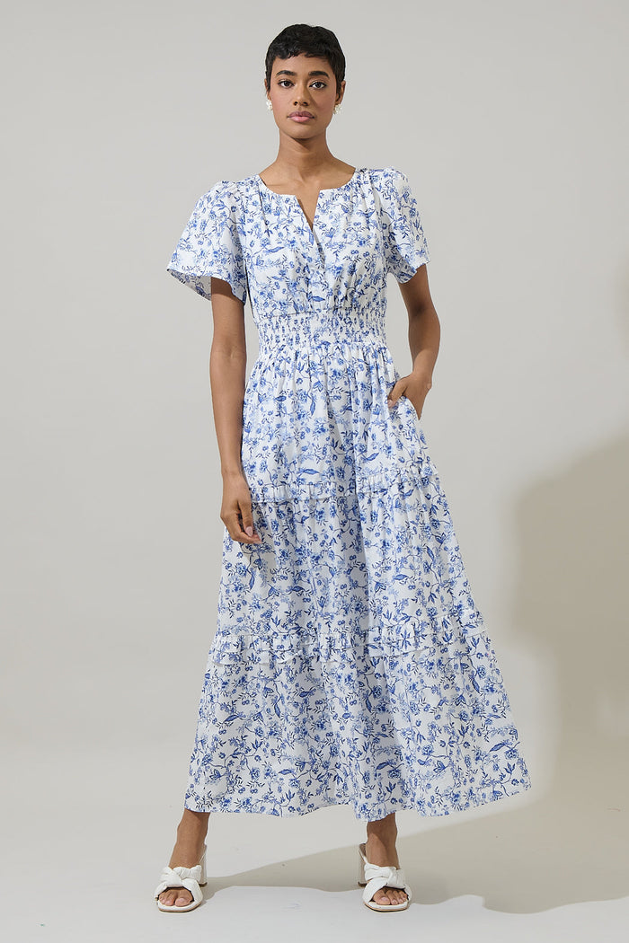 Kearny Floral Palmer Poplin Tiered Maxi Dress