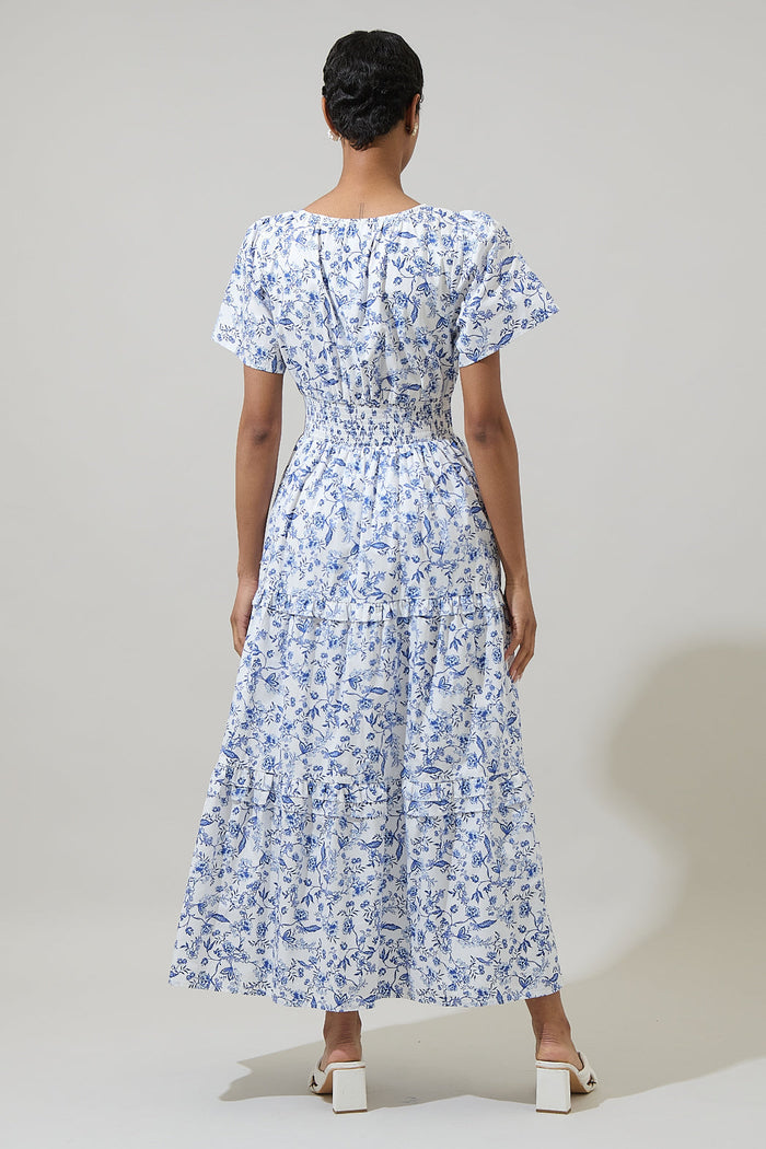 Kearny Floral Palmer Poplin Tiered Maxi Dress