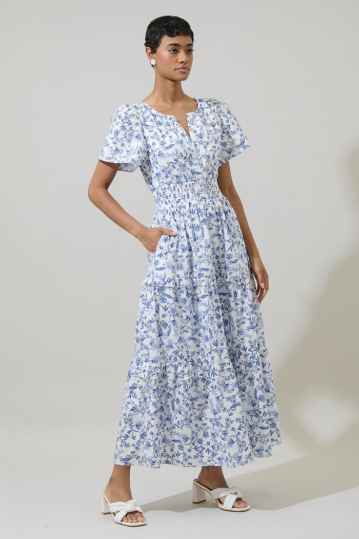 Kearny Floral Palmer Poplin Tiered Maxi Dress